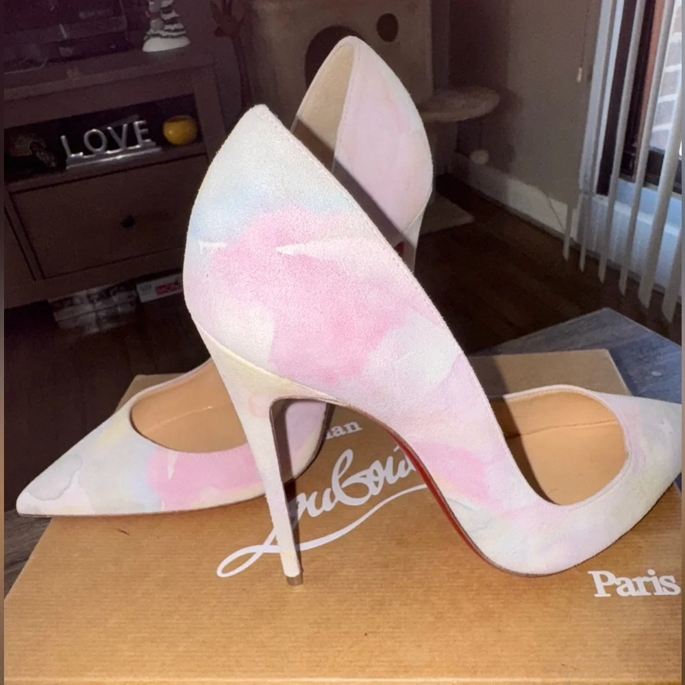 Aquarelle Kate Suede 120 Heels By Christian Louboutin. Size 38.5 Worn Once - Picture 3 of 9